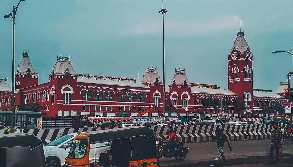 Chennai marina beach and city view